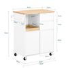 Prévente SoBuy FKW123-WN Petit Îlot de Cuisine Gain de Place sur Roulettes, Plan de Travail en Bois d'Hévéa, Meuble Compact avec Tiroirs et Rangement – 72x40x84cm, Blanc