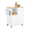 Prévente SoBuy FKW123-WN Petit Îlot de Cuisine Gain de Place sur Roulettes, Plan de Travail en Bois d'Hévéa, Meuble Compact avec Tiroirs et Rangement – 72x40x84cm, Blanc