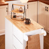 SoBuy FKW124-WN Meuble Cuisine à roulettes avec Plan de Travail Desserte Cuisine avec tiroirs, Placard, Barre latérale Meuble de Rangement Bas Cuisine Micro-Onde en Bois de Caoutchouc 90x40x90cm