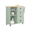 SoBuy FKW127-GR Cărucior de bucătărie cu 3 compartimente și 4 sertare Masă de servire auxiliară Cărucior cu rotile Verde 90x40x88cm