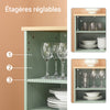 SoBuy FKW127-GR Cărucior de bucătărie cu 3 compartimente și 4 sertare Masă de servire auxiliară Cărucior cu rotile Verde 90x40x88cm