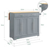 SoBuy FKW129-HG îlot Central Cuisine Pliant avec Roues cachées 115x68,7x91 cm | Desserte cuisine avec 2 tiroirs, étagères réglables et porte-serviette, 98 kg, MDF/PB, cuisine et terrasse
