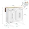 SoBuy FKW129-WN Insulă Centrală de Bucătărie pe Roți, Blat Extensibil 44→69cm, 2 Sertare & 2 Uși, Etajere Reglabile, Cărucior Mobil – 113x91cm, Alb