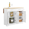 SoBuy FKW129-WN Insulă Centrală de Bucătărie pe Roți, Blat Extensibil 44→69cm, 2 Sertare & 2 Uși, Etajere Reglabile, Cărucior Mobil – 113x91cm, Alb