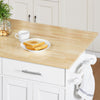 SoBuy FKW129-WN Insulă Centrală de Bucătărie pe Roți, Blat Extensibil 44→69cm, 2 Sertare & 2 Uși, Etajere Reglabile, Cărucior Mobil – 113x91cm, Alb