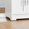 SoBuy FKW129-WN Insulă Centrală de Bucătărie pe Roți, Blat Extensibil 44→69cm, 2 Sertare & 2 Uși, Etajere Reglabile, Cărucior Mobil – 113x91cm, Alb