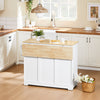SoBuy Cărucior de bucătărie FKW129-WW cu roți, insulă de bucătărie cu un vârf de lucru din lemn extensibil, 2 sertare și rafturi reglabile mobilier pentru spațiu mobil, alb, L113 X P91 X H (44-69)