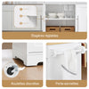 SoBuy FKW129-WN Insulă Centrală de Bucătărie pe Roți, Blat Extensibil 44→69cm, 2 Sertare & 2 Uși, Etajere Reglabile, Cărucior Mobil – 113x91cm, Alb