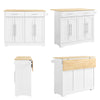 SoBuy FKW129-WN Insulă Centrală de Bucătărie pe Roți, Blat Extensibil 44→69cm, 2 Sertare & 2 Uși, Etajere Reglabile, Cărucior Mobil – 113x91cm, Alb