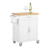 SoBuy FKW13-WN Desserte de Cuisine à Roulettes avec Plateau en Bambou, 1 Tiroir et 2 Portes, Chariot de Service pour Cuisine ou Restaurant – 66x45x91 cm, Blanc et Naturel