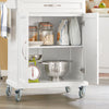 SoBuy FKW13-WN Desserte de Cuisine à Roulettes avec Plateau en Bambou, 1 Tiroir et 2 Portes, Chariot de Service pour Cuisine ou Restaurant – 66x45x91 cm, Blanc et Naturel