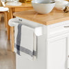 SoBuy FKW13-WN Desserte de Cuisine à Roulettes avec Plateau en Bambou, 1 Tiroir et 2 Portes, Chariot de Service pour Cuisine ou Restaurant – 66x45x91 cm, Blanc et Naturel