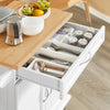 SoBuy FKW13-WN Desserte de Cuisine à Roulettes avec Plateau en Bambou, 1 Tiroir et 2 Portes, Chariot de Service pour Cuisine ou Restaurant – 66x45x91 cm, Blanc et Naturel