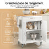 SoBuy FKW13-WN Desserte de Cuisine à Roulettes avec Plateau en Bambou, 1 Tiroir et 2 Portes, Chariot de Service pour Cuisine ou Restaurant – 66x45x91 cm, Blanc et Naturel