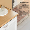 SoBuy FKW13-WN Desserte de Cuisine à Roulettes avec Plateau en Bambou, 1 Tiroir et 2 Portes, Chariot de Service pour Cuisine ou Restaurant – 66x45x91 cm, Blanc et Naturel
