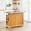 SoBuy FKW130-N Desserte de Cuisine à Roulettes, Îlot Central avec Plan de Travail Extensible Chariot Mobile, Meuble de Cuisine avec Rangement Naturel 107x(46–71)x92,5 cm