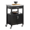 SoBuy FKW22-SCH Cărucior de Bucătărie cu Roți, cu Blat din INOX, 1 Sertar, 1 Etajeră și 2 Uși, Cărucior Multifuncțional – 60x45x92 cm, Negru