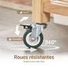 SoBuy FKW24-II-N Cărucior de bucătărie pe roți din lemn de Hevea – Cărucior de depozitare cu 2 sertare și 2 rafturi – Mobilier de bucătărie compact 80x40x90 cm
