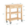 SoBuy FKW24-II-N Cărucior de bucătărie pe roți din lemn de Hevea – Cărucior de depozitare cu 2 sertare și 2 rafturi – Mobilier de bucătărie compact 80x40x90 cm