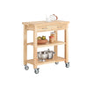 SoBuy FKW24-II-N Cărucior de bucătărie pe roți din lemn de Hevea – Cărucior de depozitare cu 2 sertare și 2 rafturi – Mobilier de bucătărie compact 80x40x90 cm