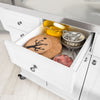 SoBuy FKW33-W Cărucior de Bucătărie XXL pe Roți cu Blat din INOX, 3 Sertare și Sistem de Sortare a Deșeurilor, Sarcină 50 kg – 133x48x95 cm, Alb