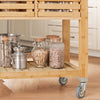 SoBuy FKW40-N Desserte de Cuisine à Roulettes en Bambou avec Plan de Travail INOX, 2 Tiroirs et 2 Paniers, Îlon Central Compact – 73x46x93 cm, Naturel