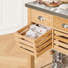SoBuy FKW40-N Desserte de Cuisine à Roulettes en Bambou avec Plan de Travail INOX, 2 Tiroirs et 2 Paniers, Îlon Central Compact – 73x46x93 cm, Naturel