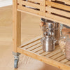 SoBuy FKW40-N Desserte de Cuisine à Roulettes en Bambou avec Plan de Travail INOX, 2 Tiroirs et 2 Paniers, Îlon Central Compact – 73x46x93 cm, Naturel
