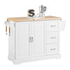 SoBuy FKW41-II-WN Îlot central de cuisine avec rangement et plan de travail extensible – desserte de cuisine à roulettes, meuble de cuisine multifonction, blanc, 130 × 91 × (46–71) cm