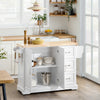 SoBuy FKW41-II-WN Îlot central de cuisine avec rangement et plan de travail extensible – desserte de cuisine à roulettes, meuble de cuisine multifonction, blanc, 130 × 91 × (46–71) cm