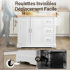SoBuy FKW41-II-WN Îlot central de cuisine avec rangement et plan de travail extensible – desserte de cuisine à roulettes, meuble de cuisine multifonction, blanc, 130 × 91 × (46–71) cm