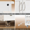 SoBuy FKW45-E-WN Desserte de Cuisine avec Prise Intégrée – 2 Prises + 2 USB, Casier à Bouteilles, Roulettes ou Pieds, 63 kg, Blanc et Bois