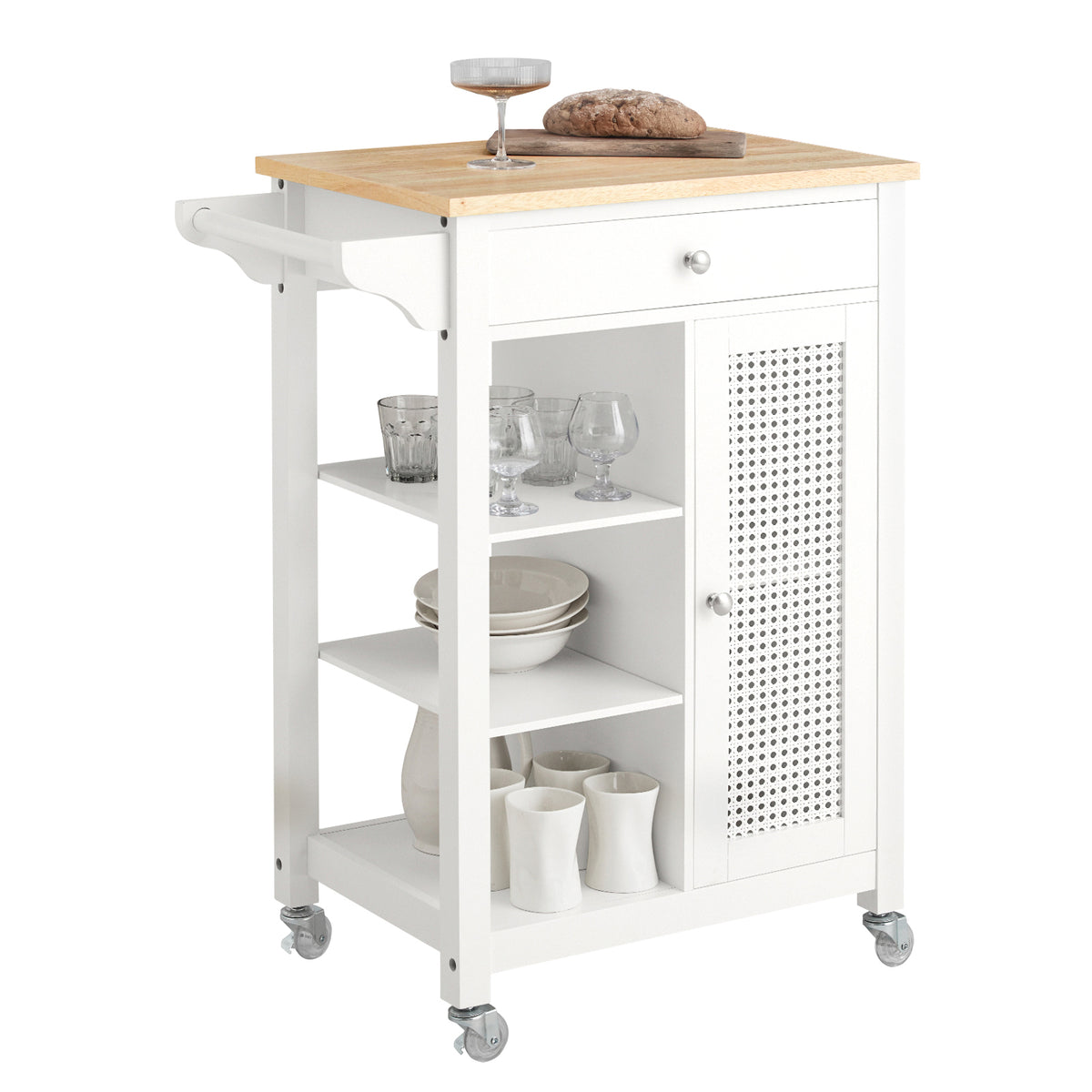 SoBuy FKW46-II-WN Desserte roulante Chariot de Service Chariot de Cuisine Meuble de Rangement avec Aspect Grillagé