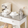 SoBuy FKW47-II-W Desserte de Cuisine à Roulettes avec Plateau Acier INOX, 1 Tiroir et 2 Étagères Ouvertes, Îlon Central Charge 70 kg – 81x45x90 cm, Blanc