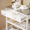 SoBuy FKW47-II-W Desserte de Cuisine à Roulettes avec Plateau Acier INOX, 1 Tiroir et 2 Étagères Ouvertes, Îlon Central Charge 70 kg – 81x45x90 cm, Blanc