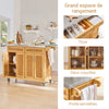 SoBuy FKW69-N Desserte de Cuisine à Roulettes avec Plan Extensible INOX 46→71cm, 2 Tiroirs et Étagères Réglables, Charge 100 kg – 115x46x92 cm, Naturel