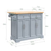 SoBuy FKW71-II-HG Ìlot Cuisine Mobile avec Plan Extensible – Gain de Place, Gris