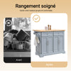 SoBuy FKW71-II-HG Ìlot Cuisine Mobile avec Plan Extensible – Gain de Place, Gris