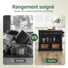 SoBuy FKW71-II-SCH Îlot Central de Cuisine sur Roulettes, Plan Extensible 46→71cm, 2 Tiroirs, Étagères Réglables, Charge 100kg – 115x46x92cm, Noir