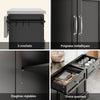 SoBuy FKW71-II-SCH Insulă de Bucătărie pe Roți, Blat Extensibil 46→71cm, 2 Sertare, Polițe Ajustabile, Suportă 100kg – 115x46x92cm, Negru