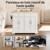 Îlot cuisine mobile SoBuy FKW71-III-WN blanc avec tiroirs et roulettes cachées