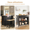SoBuy FKW74-SCH Cărucior de bucătărie cu rotile, Mobilier de bucătărie, Dulap de depozitare mic, Mobilier cuptor cu microunde, Dulap de bucătărie inferior, Blat de bucătărie 100x60x94cm Negru
