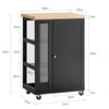 SoBuy FKW75-SCH Cărucior de bucătărie cu roți și raft lateral – Dulap de bucătărie negru cu o singură ușă – Cărucior de servire pentru depozitare și blat compact, 60x92x45cm