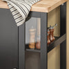 SoBuy FKW75-SCH Cărucior de bucătărie cu roți și raft lateral – Dulap de bucătărie negru cu o singură ușă – Cărucior de servire pentru depozitare și blat compact, 60x92x45cm