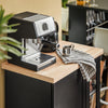 SoBuy FKW75-SCH Cărucior de bucătărie cu roți și raft lateral – Dulap de bucătărie negru cu o singură ușă – Cărucior de servire pentru depozitare și blat compact, 60x92x45cm
