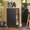SoBuy FKW75-SCH Cărucior de bucătărie cu roți și raft lateral – Dulap de bucătărie negru cu o singură ușă – Cărucior de servire pentru depozitare și blat compact, 60x92x45cm