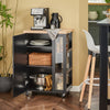 SoBuy FKW75-SCH Cărucior de bucătărie cu roți și raft lateral – Dulap de bucătărie negru cu o singură ușă – Cărucior de servire pentru depozitare și blat compact, 60x92x45cm
