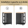 SoBuy FKW75-SCH Cărucior de bucătărie cu roți și raft lateral – Dulap de bucătărie negru cu o singură ușă – Cărucior de servire pentru depozitare și blat compact, 60x92x45cm