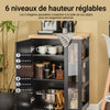 SoBuy FKW75-SCH Cărucior de bucătărie cu roți și raft lateral – Dulap de bucătărie negru cu o singură ușă – Cărucior de servire pentru depozitare și blat compact, 60x92x45cm