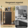 SoBuy FKW75-SCH Cărucior de bucătărie cu roți și raft lateral – Dulap de bucătărie negru cu o singură ușă – Cărucior de servire pentru depozitare și blat compact, 60x92x45cm
